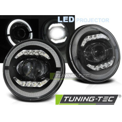 TUNING-TEC fari anteriori (Angel Eyes) per CHRYSLER JEEP WRANGLER TJ/ LJ/ JK 96-18 (LED), nero