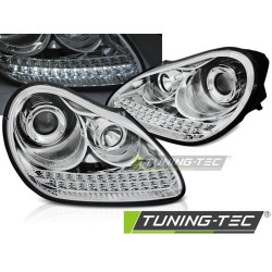 TUNING-TEC fari anteriori (Xenon, DRL) per PORSCHE CAYENNE 02-06 XENON (D1S/H1), cromo