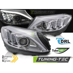 TUNING-TEC fari anteriori (Tube Light) per MERCEDES W205 14-18, cromo