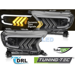 FANALI TUBE LIGHT NERI compatibili con FORD RANGER V 16-22
