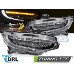 TUNING-TEC fari anteriori a LED (Full LED) per HONDA CIVIC X 16-21 (LED, senza omologazione), nero, V1