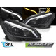 TUNING-TEC fari anteriori (Tube Light, DRL, SEQ) per MERCEDES W204 11-14 (H9), nero lucido