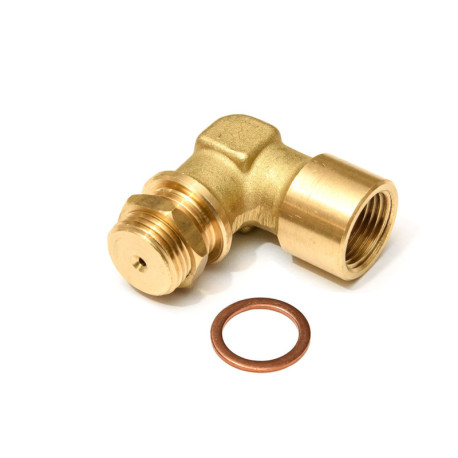 Adattatori e le sonde lambda Lambda (o2) Probe spacer adapter (emulator) angled, brass, 2 mm bore | race-shop.it