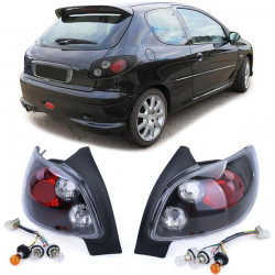 RACES fanali posteriori per Peugeot 206 hatchback 3D/5D 98-09, trasparente, nero DANNEGGIATO