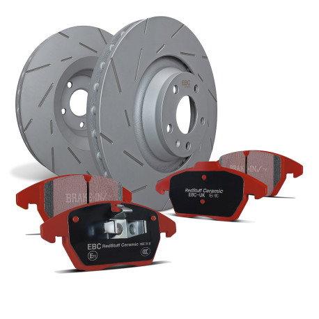 Freni EBC Kit anteriore EBC PD07KF314 - Dischi Ultimax Scanalati + pastiglie freno Redstuff Ceramic | race-shop.it