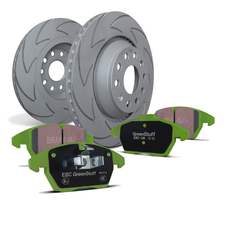 Freni EBC Kit anteriore EBC PD16KF117 - Dischi BSD Scanalati + pastiglie freno Greenstuff | race-shop.it