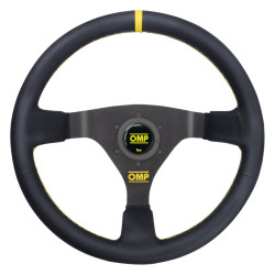 Volante sportivo a 3 razze OMP WRC, 350mm, pelle, calice 70mm, nero/giallo