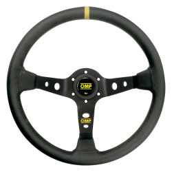 Volante sportivo a 3 razze OMP Corsica, 350mm, pelle, calice 95mm, nero/giallo