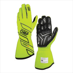 Guanti da gara omologati FIA OMP ONE-S my2025 (cuciture esterne), giallo fluo