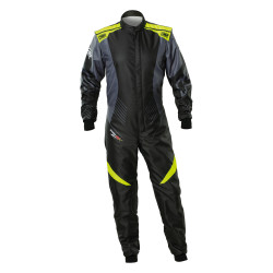 Tuta da karting per bambini omologata FIA OMP KS-2X ART, nero/fluo/giallo