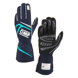 Guanti da gara omologati FIA OMP FIRST (cuciture esterne), blu navy/tiffany
