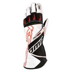 Guanti da karting OMP KS-2R (cuciture esterne), bianco/nero/rosso