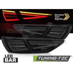 TUNING-TEC fanali posteriori a LED (LED Bar, SEQ) per SEAT LEON III 5F HATCHBACK 2012-2020 (per fanali OE a LED), nero-fumé