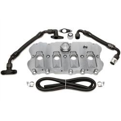 TA-TECHNIX coperchio punterie in alluminio per Audi A4 (8E) 2.0 TFSI EA113 (con kit tubi sfiato CCV), argento