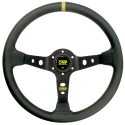 Volante sportivo a 3 razze OMP Corsica, 350mm, pelle, calice 95mm, nero/giallo