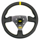 Volanti Volante sportivo a 3 razze OMP TRECENTO, 300mm, pelle, piatto, nero/giallo/argento | race-shop.it