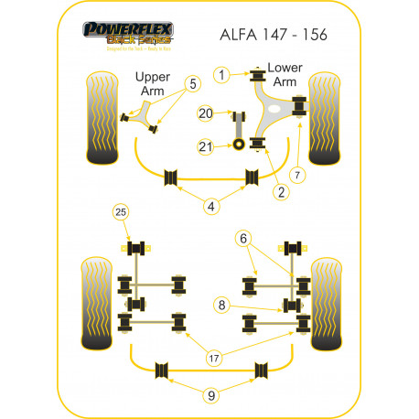 147 (2000-2010), 156 (1997-2007), GT (2003-2010) Powerflex Boccola inferiore ammortizzatore anteriore Alfa Romeo 147 , 156 , GT | race-shop.it