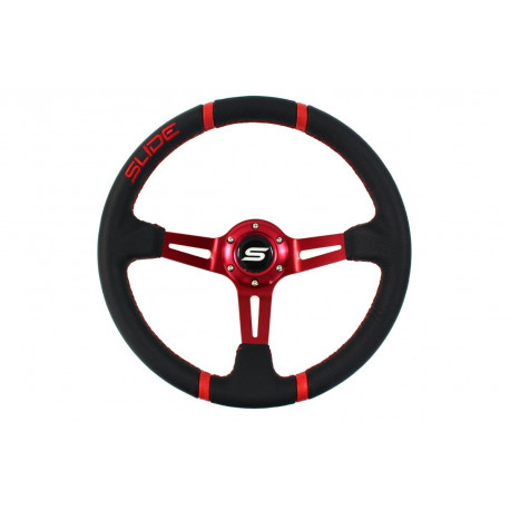 Volanti Volante sportivo a 3 razze Slide, 350mm, ecopelle, calice 90mm, nero/argento | race-shop.it