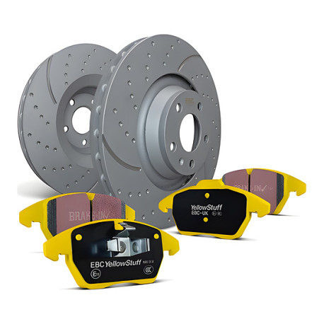 Freni EBC Kit anteriore EBC PD13KF353 - Dischi Turbo Scanalati + pastiglie freno Yellowstuff | race-shop.it