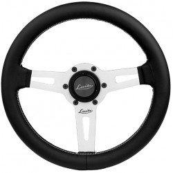 Volante sportivo a 3 razze Luisi Sharav, 315mm, pelle, piatto, nero/argento