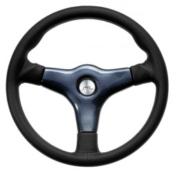 Volante sportivo a 3 razze Luisi Giba, 355mm, pelle, piatto, nero/blu