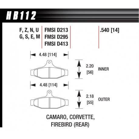 Pastiglie freno HAWK performance Rear brake pads Hawk HB112S.540, Street performance, min-max 65°C-370° | race-shop.it