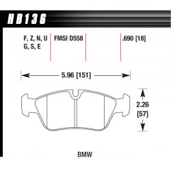 Front brake pads Hawk HB136G.690, Race, min-max 90°C-465°C