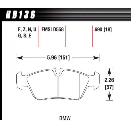 Pastiglie freno HAWK performance Front brake pads Hawk HB136G.690, Race, min-max 90°C-465°C | race-shop.it