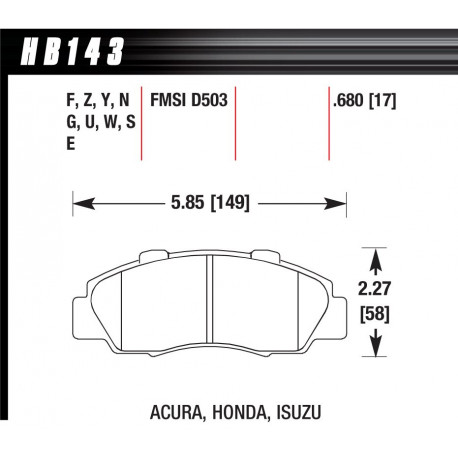 Pastiglie freno HAWK performance Front brake pads Hawk HB143U.680, Race, min-max 90°C-465°C | race-shop.it