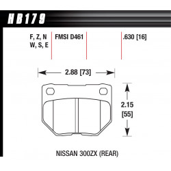 Rear brake pads Hawk HB179W.630, Race, min-max 37°C-650°C