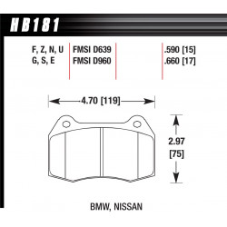 Pastiglie anteriori dei freni Hawk HB181Z.660, Strada, min-max 37°C-350°C