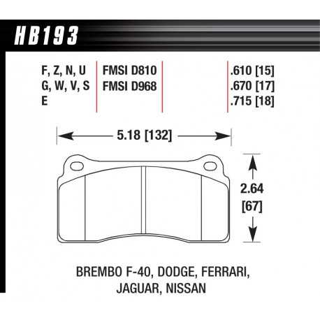 Pastiglie freno HAWK performance Rear brake pads Hawk HB193S.670, Street performance, min-max 65°C-370° | race-shop.it