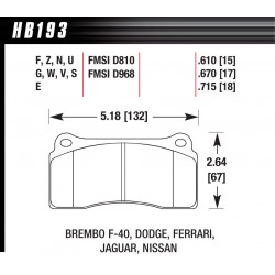Rear brake pads Hawk HB193Z.670, Street performance, min-max 37°C-350°C