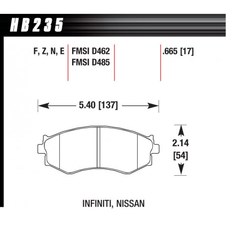 Pastiglie freno HAWK performance Rear brake pads Hawk HB235E.665, Race, min-max 37°C-300°C | race-shop.it