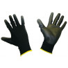 Polomáčané polyesterové pracovné rukavice - čierne