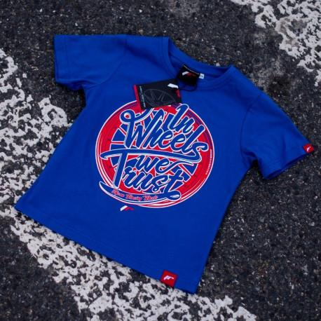 Magliette Maglietta Junior JAPAN RACING "In wheels we trust", Blu | race-shop.it