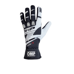 Guanti da karting OMP KS-3 (cuciture interne), nero/bianco
