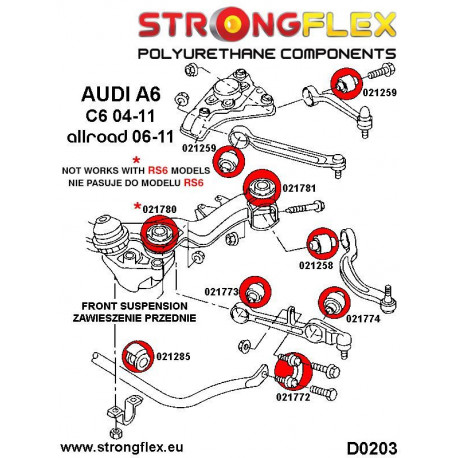 RS6 C6 (04-11) STRONGFLEX - 026211B: Front suspension bush kit | race-shop.it