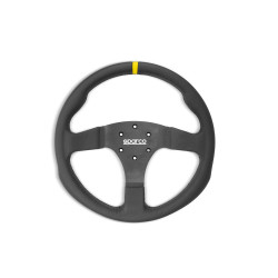 Volante sportivo a 3 razze Sparco R350, 350mm, pelle, piatto, nero/giallo
