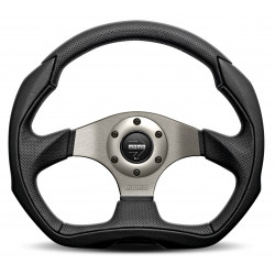Volante sportivo a 3 razze MOMO EAGLE, 350mm, pelle, calice 40mm, nero/argento