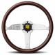 Volanti Volante sportivo a 3 razze MOMO SUPER GRAND PRIX, 350mm, legno, calice 37mm, marrone/argento | race-shop.it