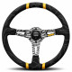 Volanti Volante sportivo a 3 razze MOMO ULTRA, 350mm, alcantara, calice 70mm, nero/giallo | race-shop.it