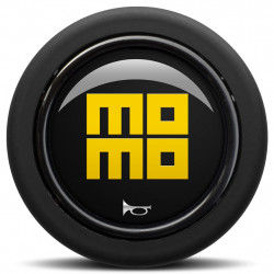 MOMO Corno Button - glossy nero yellow heritage logo 2CCR - rotondo liplip