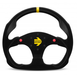 Volante sportivo a 3 razze MOMO MOD.30B, 320mm, pelle scamosciata, calice 39mm, nero/rosso/giallo