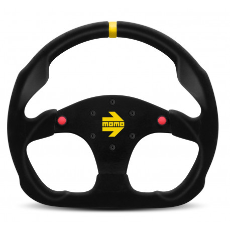 Volanti Volante sportivo a 3 razze MOMO MOD.30B, 320mm, pelle scamosciata, calice 39mm, nero/rosso/giallo | race-shop.it