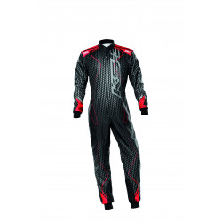 Tuta da karting per bambini omologata CIK-FIA OMP KS-3 ART, nero/rosso