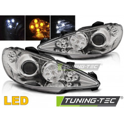 FARI PEUGEOT 206 02-ANGEL EYES CROMO LED