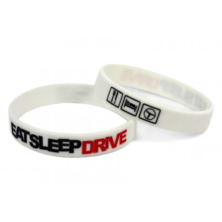 Rubber wrist band Eat Sleep Drive silicone wristband (White) | race-shop.it