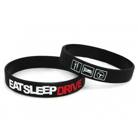 Rubber wrist band Eat Sleep Drive braccialetto in silicone (Nero) | race-shop.it