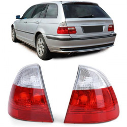 RACES fanali posteriori per 3 series BMW E46 Touring station wagon 98-05, rosso-bianco, trasparente